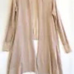 DKNY Blush Pink Rose Gold Open Front Waterfall Cardigan Asymmetrical Hem XS/S